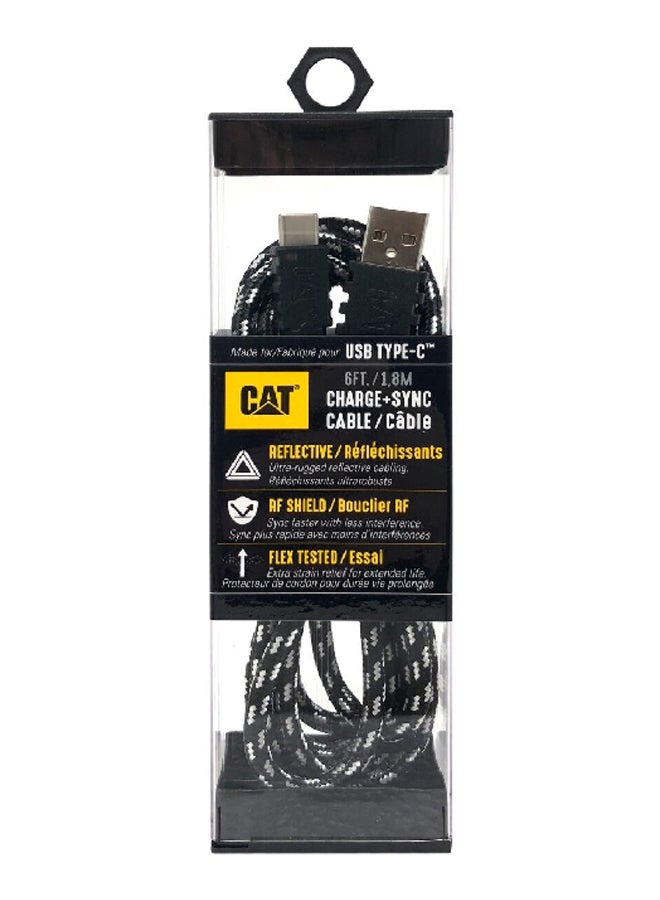 CAT Certified High Speed Strain Relief USB-C to USB Charge/Sync Cable Black and White 6 ft CAT-PC-USBC - Image 5